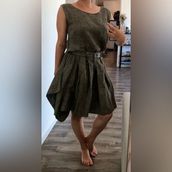 Vintage Issey Miyake Dress Pleated Avant Garde Backless Gray Cotton Hemp M - Picture 3 of 11